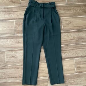 Aritzia Babaton Encore Dark Green High Waisted Belted Pants